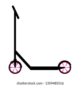 Black scooter with pink wheels isolated