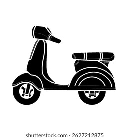 Black scooter silhouette vector. Hand drawn vector illustration of a black scooter shape