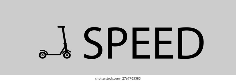 black scooter speed text, logo, 