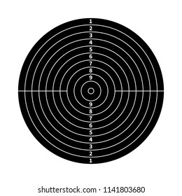 Black score target for shooting practice isolated on white