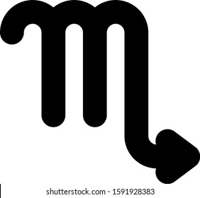 Black Scorpio zodiac sign icon isolated on white background. Astrological horoscope collection.  Vector Illustration