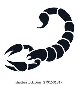 Black scorpion icon with curved tail and pinchers on white background icon