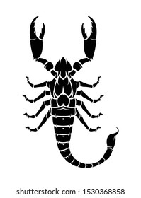 Black Scorpion silhouette, tattoo, logo. Vector illustration.