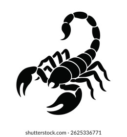 Vetor de Silhueta de Escorpião Preto. Ideal para uso como tatuagem, ícone, web design gráfico e conceitos infográficos."