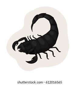 Black scorpion vector. Realistic illustration of a scorpio on white background.