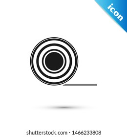 Black Scotch icon isolated on white background. Roll of adhesive tape for work and repair. Sticky packing tape. Office tool and stuff.  Vector Illustration