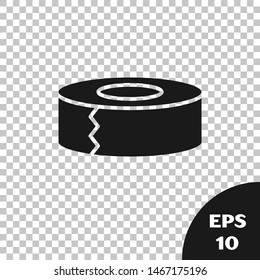 Black Scotch icon isolated on transparent background. Roll of adhesive tape for work and repair. Sticky packing tape. Office tool and stuff.  Vector Illustration