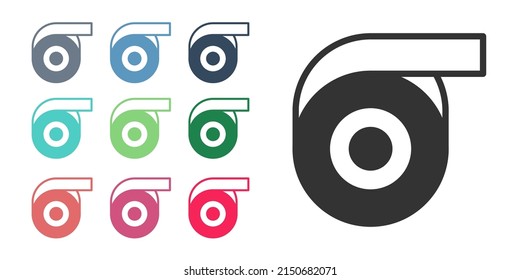 Black Scotch Tape Icon Isolated On White Background. Roll Adhesive Tape. Insulating Tape. Set Icons Colorful. Vector