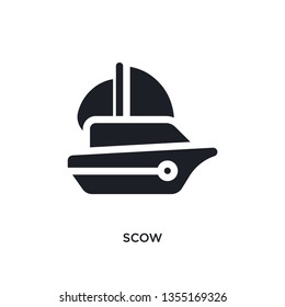 black scow isolated vector icon. simple element illustration from nautical concept vector icons. scow editable logo symbol design on white background. can be use for web and mobile