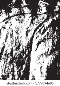 Black scratched distressed texture from textile fabric, transparent background. Backdrop for overlay, montage or shading. Abstract vector illustration. Easy to recolor.