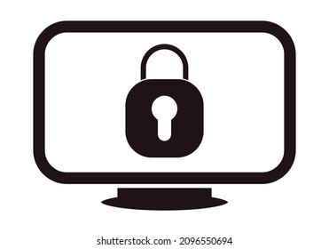 Black screen icon with closed padlock.