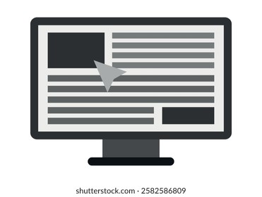 Black screen icon with news window and cursor