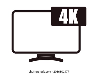 Black screen icon on white background in 4K.