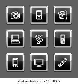Black screen web icons, set 16