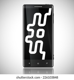 Black screened phone with a hashtag, vector