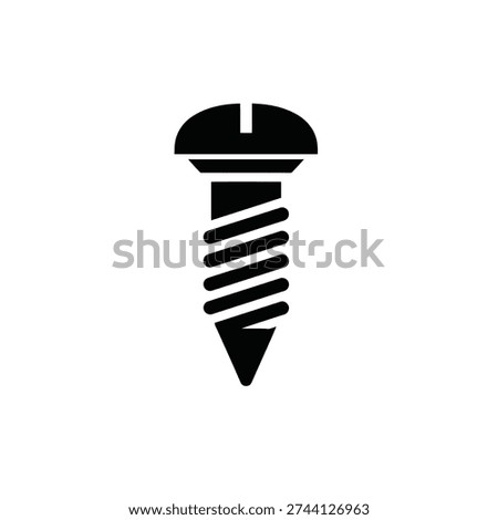 Black Screw Icon Representing Hardware and Fastening