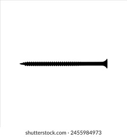 Black screw silhouette isolated on white background. Screw icon vector illustration.