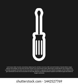 Black Screwdriver icon isolated on black background. Service tool symbol.  Vector Illustration