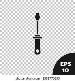 Black Screwdriver icon isolated on transparent background. Service tool symbol.  Vector Illustration