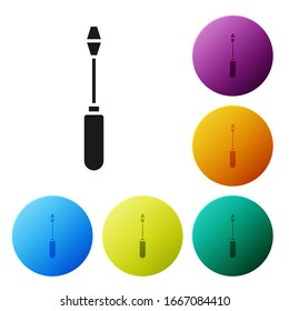 Black Screwdriver icon isolated on white background. Service tool symbol. Set icons in color circle buttons. Vector Illustration