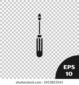 Black Screwdriver icon isolated on transparent background. Service tool symbol.  Vector Illustration
