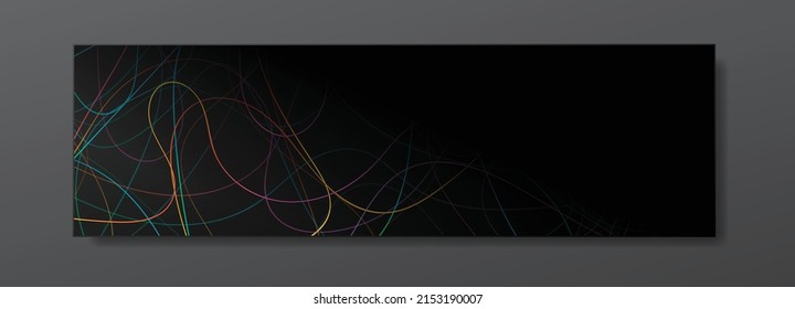 Black scribble color lines banner. Childrens drawing poster with black place for text. Abstract vertical design with hand draw pattern