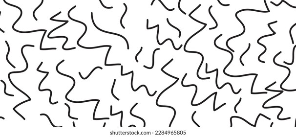 Black scribble line pattern on white background. Hand drawn lines pattern for backdrop design and wallpaper template. Simple classic lines with repeat texture. Lines background, vector illustration