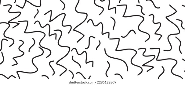 Black scribble line pattern on white background. Hand drawn lines pattern for backdrop design and wallpaper template. Simple classic lines with repeat texture. Lines background, vector illustration