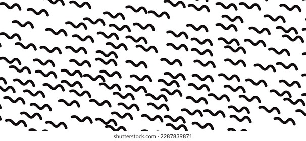 Black scribble line pattern on white background. Hand drawn lines pattern for backdrop design and wallpaper template. Simple classic lines with repeat texture. Lines background, vector illustration