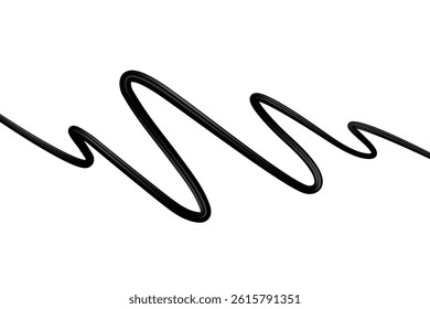 Black scribble ribbon isolated on white background. 3d vector illustration