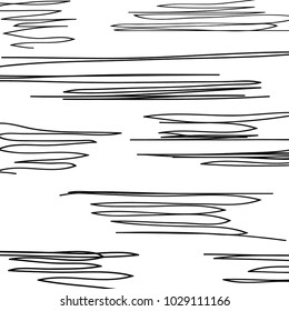 Black Scribble Smears Hand Drawn in Pencil. Thin lines pattern
