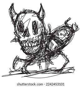 Black scribbles depicting ghost figures