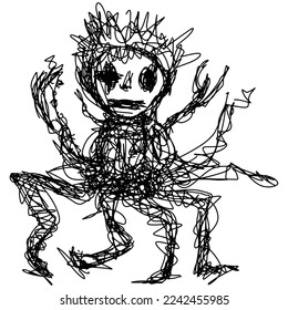 Black scribbles depicting ghost figures