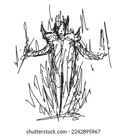 Black scribbles depicting ghost figures