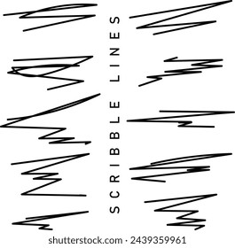 black scribbles lines set for fabric garment textile industry