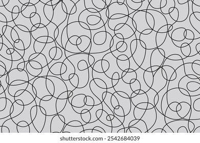 Scribbles noirs, sur fond gris. Des Doodles. 2 couleurs, amusant et simple. Motif D'Image vectorielle Harmonieux