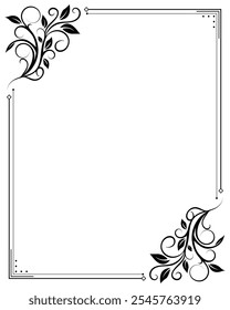 Black scroll leaf ornament blank frame background