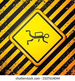 Black Scuba diver icon isolated on yellow background. Warning sign. Vector