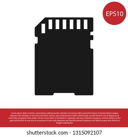 Black SD card icon isolated on white background. Memory card. Adapter icon. Vector Illustration