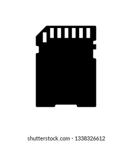 Black SD card icon isolated on white background. Memory card. Adapter icon. Vector Illustration