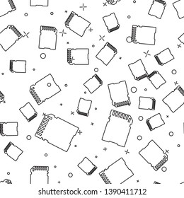 Black SD card icon isolated seamless pattern on white background. Memory card. Adapter icon. Vector Illustration
