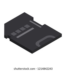 Black sd card icon. Isometric of black sd card vector icon for web design isolated on white background