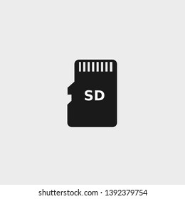 Black sd card icon vector