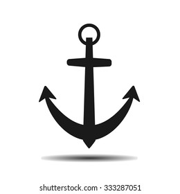 black sea anchor vector flat icon on a light background. Simple color illustration. Schematic picture.
