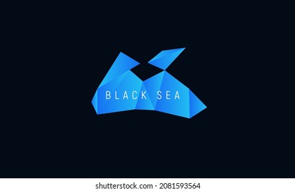 Black Sea and Azov Sea, paper origami style, geographic map, low poly graphic design. Vector illustration.