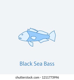 black sea bass 2 colored line icon. Simple light and dark blue element illustration. black sea bass concept outline symbol design from fish set