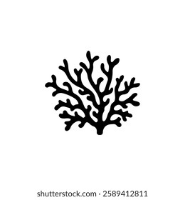 Black Sea coral silhouette vector illustration on white background
