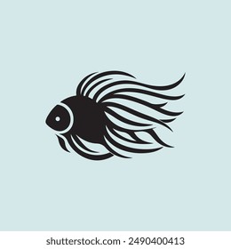 Black sea fish vector art, sea fish icon