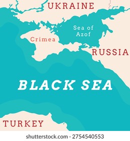 Black Sea map background. Crimea war. Ukraine and Russia