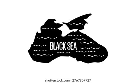 black sea symbol, black isolated silhouette